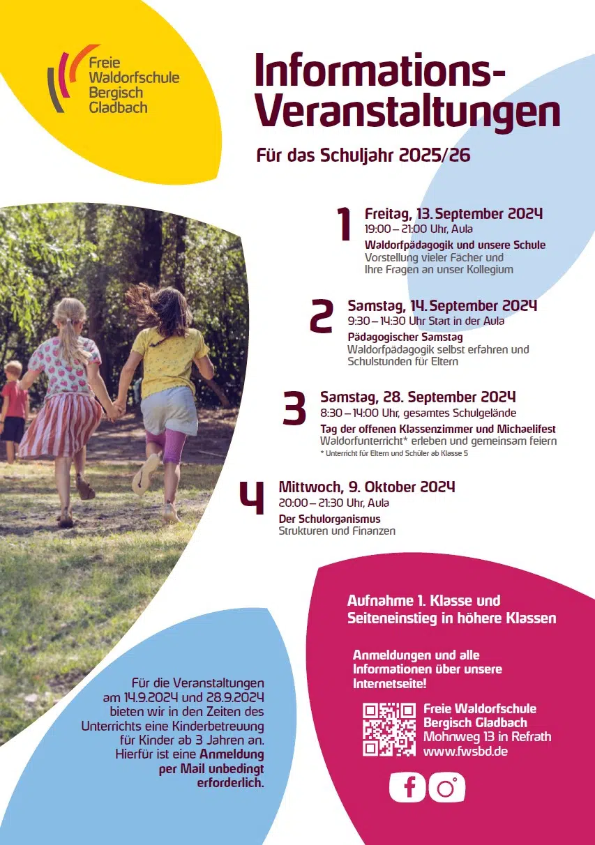 Ein Poster mit Text und Bildern von laufenden Kindern