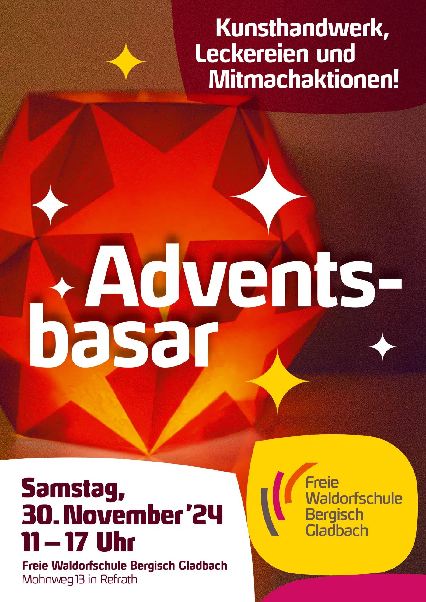 Ein Plakat mit einer Sternen-Laterne und Text